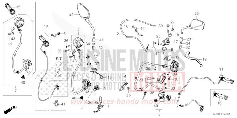 LEVIER DE GUIDON/COMMUTATEUR/CABLE (CRF1000A/A2/AL/AL2) de Africa Twin PEARL GLARE WHITE (NHB53HB) 2019